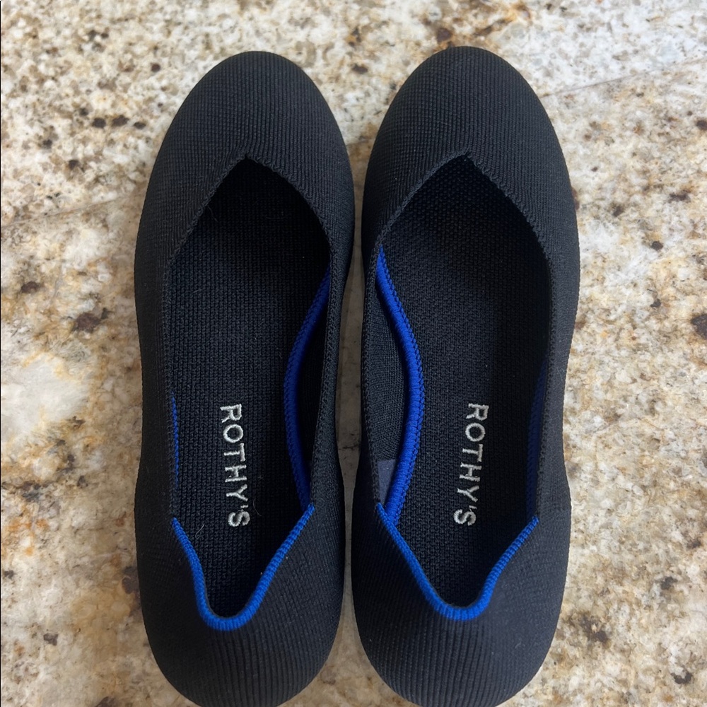 Rothys “The Flat” Rounded Toe, Solid Black Comfor… - image 7